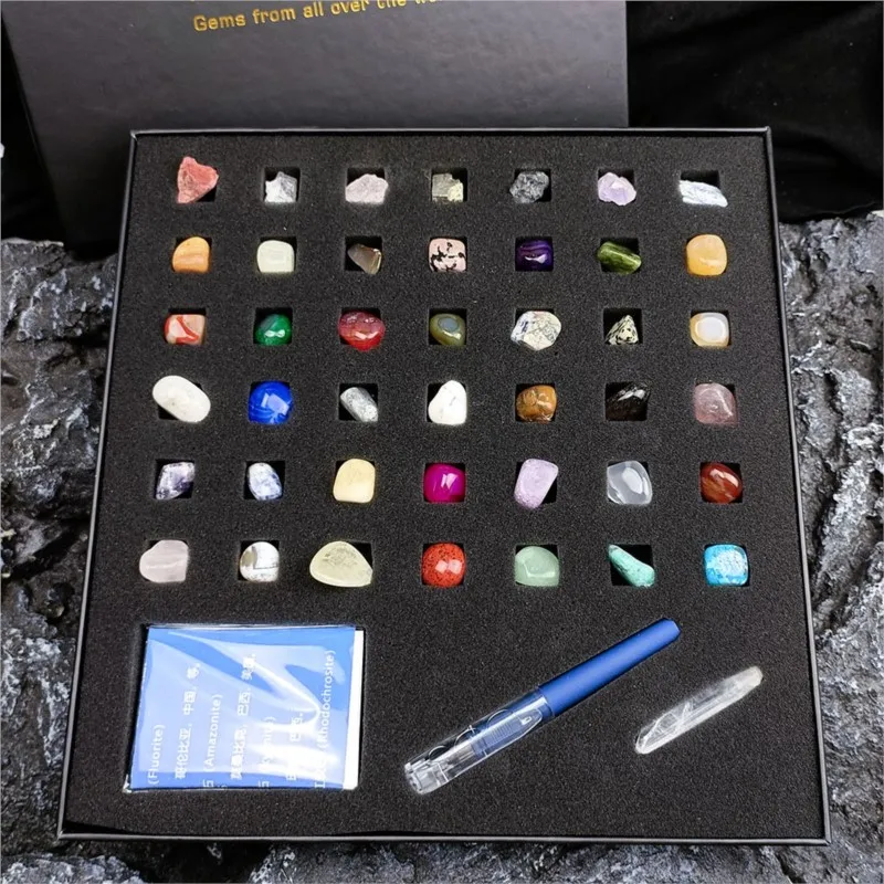 Gift Raw Gemstones Collectible Sample Home Student Museum Decoration Ore Mineral Specimen Quartz Crystal Polished Stone 42PCS