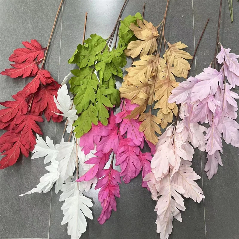 Simulation Oak Leaf Wedding Hall Ceiling Bottoming Flower Arrangement Multi-Use False Leaf Multicolor Bifurcated Plant 90cm