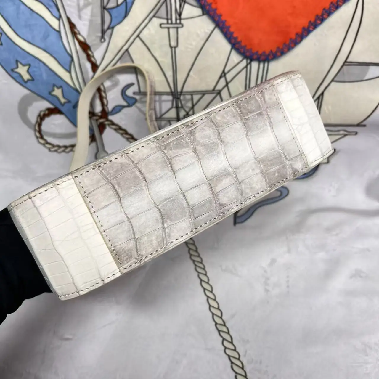 الهيمالايا اللون الأبيض أحدث مصمم 2026 جديد 100% جلد التمساح الأصلي عبر الجسم حقيبة جلد التمساح حقيبة كتف سيدة #5