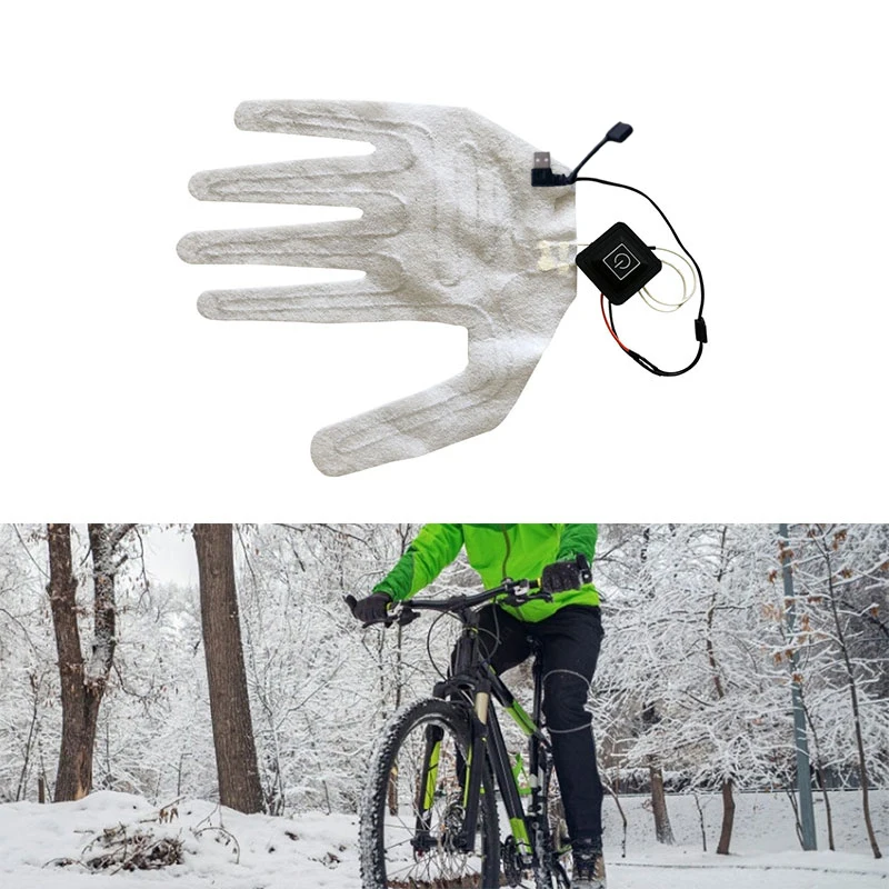 1 Pc Heated Gloves Usb Gloves Winter Warm Five-Finger Heating Gloves Pad Electric Heating Film Glove Heating Sheet With Switch