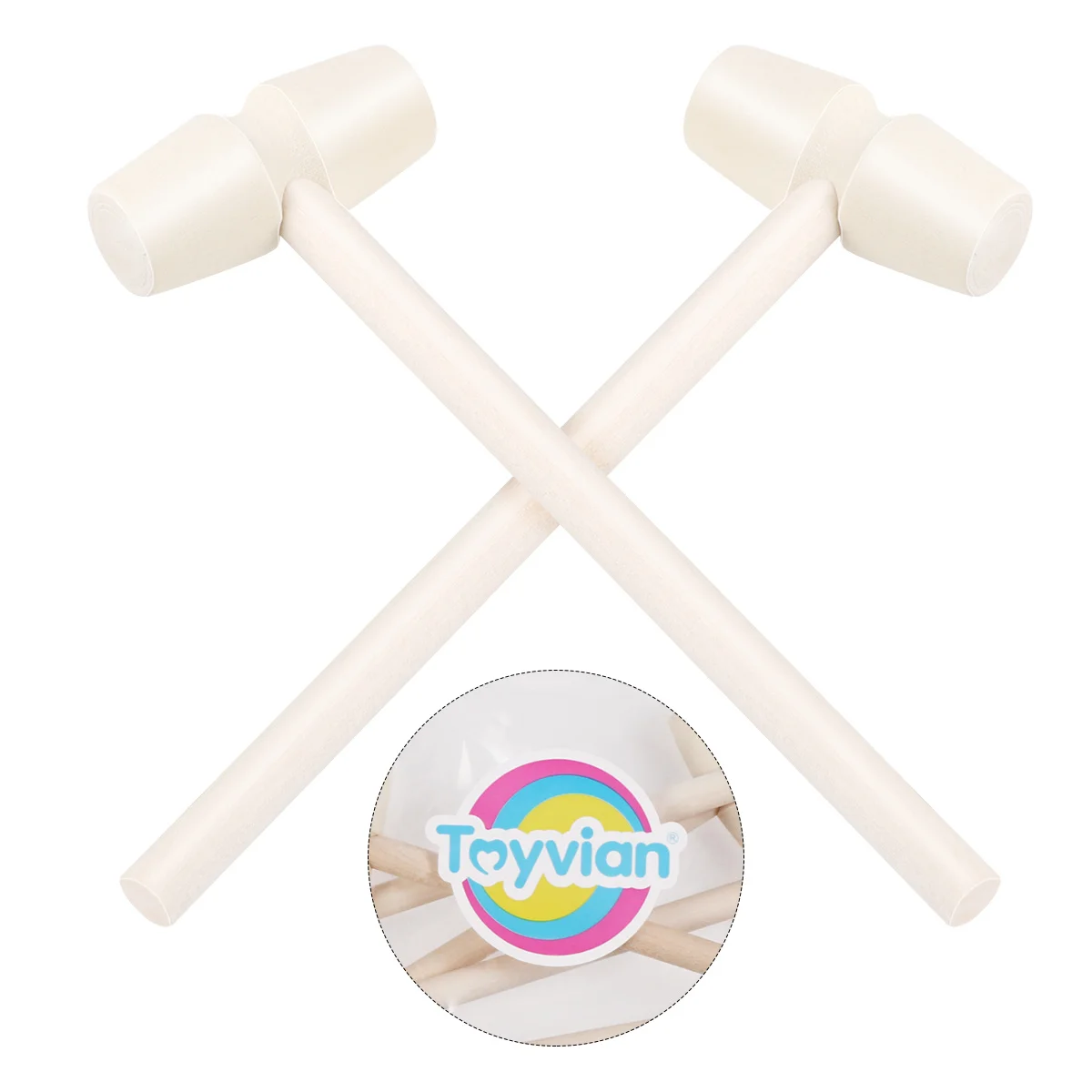 5pcs Mini Wooden Hammer Mallet Pounding Smooth Safe Solid Wood Environmental Paint For Toddlers Hand Eye Coordination