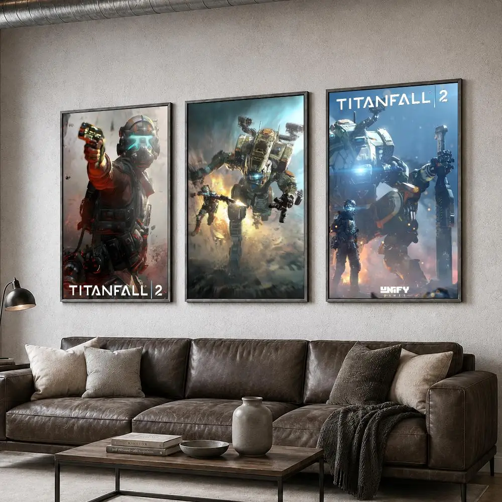 Titanfall Mecha Sci Fi Shooter Game Aesthetic Poster  PP Self Adhesive Home Garage Dorm Bar Wall Decor Aesthetic Retro Gift