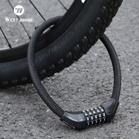WEST BIKING Bicycle Lock 5 Digit Password Steel Cable Lock Anti-theft Moto Electric Scooter Padlock MTB Road Bike Accessories