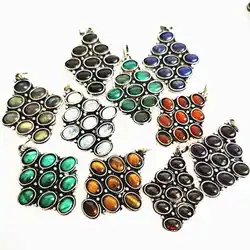 Tibetan Jewelry Pendants Copper Inlay Natural Stone Beads Pendants Jewelry TBP162