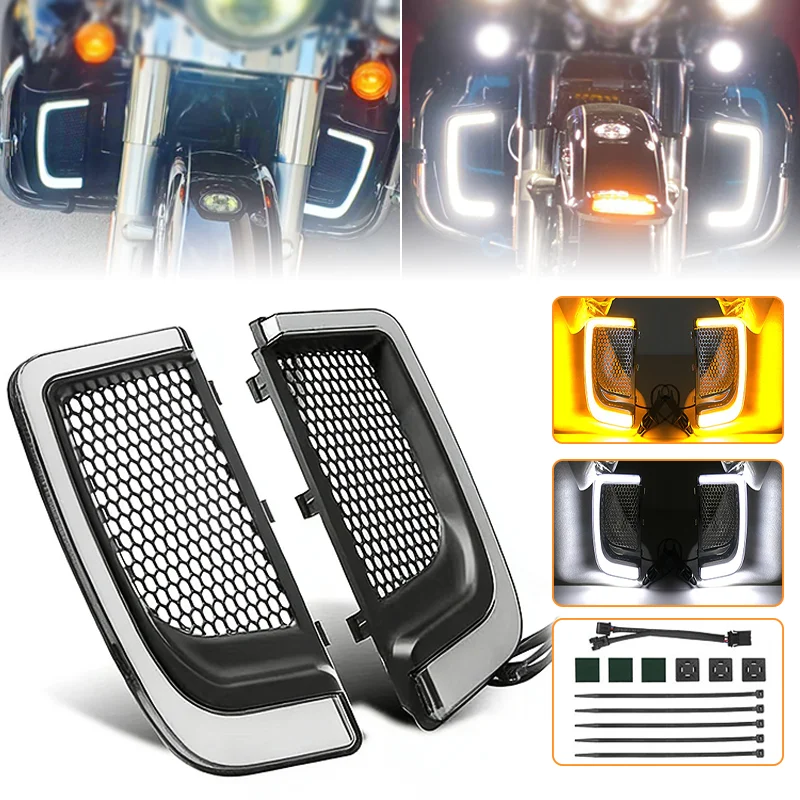 

Motorcycle LED Running Light Turn Signal Fairing Lower For Harley Touring Electra Glide Ultra Classic Street Glide 2014-2024