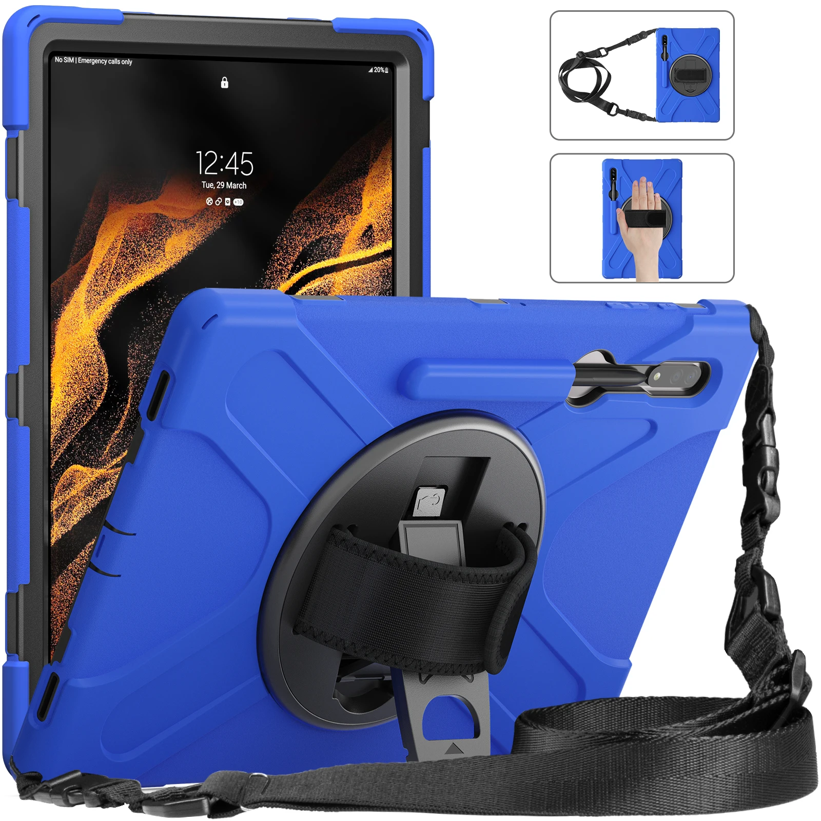 

Shoulder Strap Stand Tablet Case For Samsung Galaxy Tab A9 8.7 SM-X110 S7 FE T730 S9 S8 Ultra 14.6" S6 Lite 10.4 A7 lite Cover