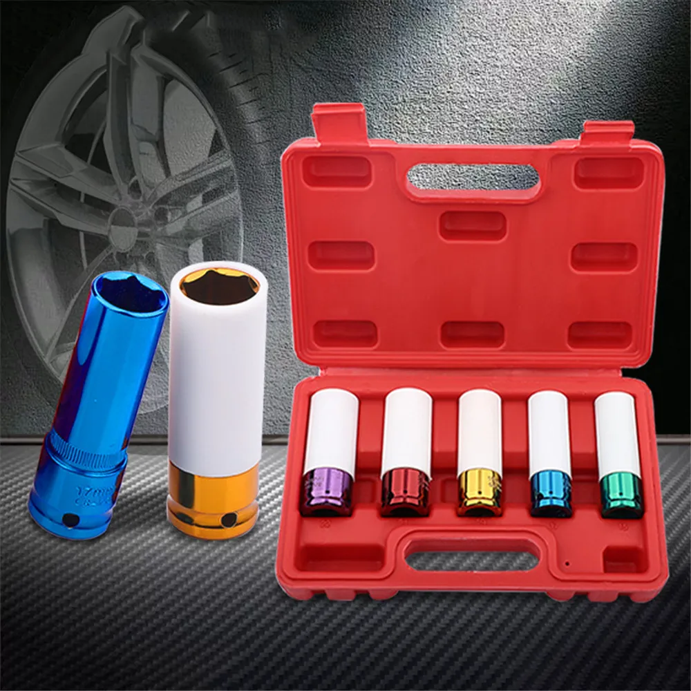 

T50 15-22mm Wall Deep Impact Nut Socket Alloy 1/2"Sleeve Wall Wheel Deep Impact Nut Socket Set Car Garage Maintain Repair Tool