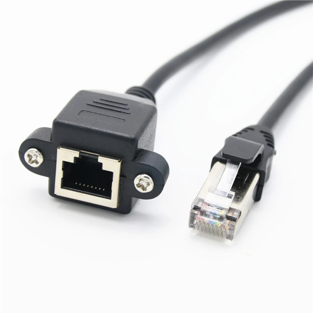 Kabel RJ45 100/60/30CM męski na żeński ze śrubami do montażu panelowego sieci Ethernet LAN
