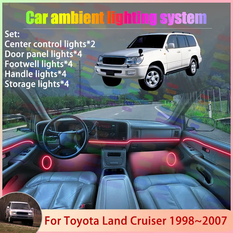 

For Toyota Land Cruiser J100 1998~2007 SUV Amazon 2/18 in 1 Car Atmosphere Light Lamp RGB Shade Ensemble Streamer Atmosphere Set