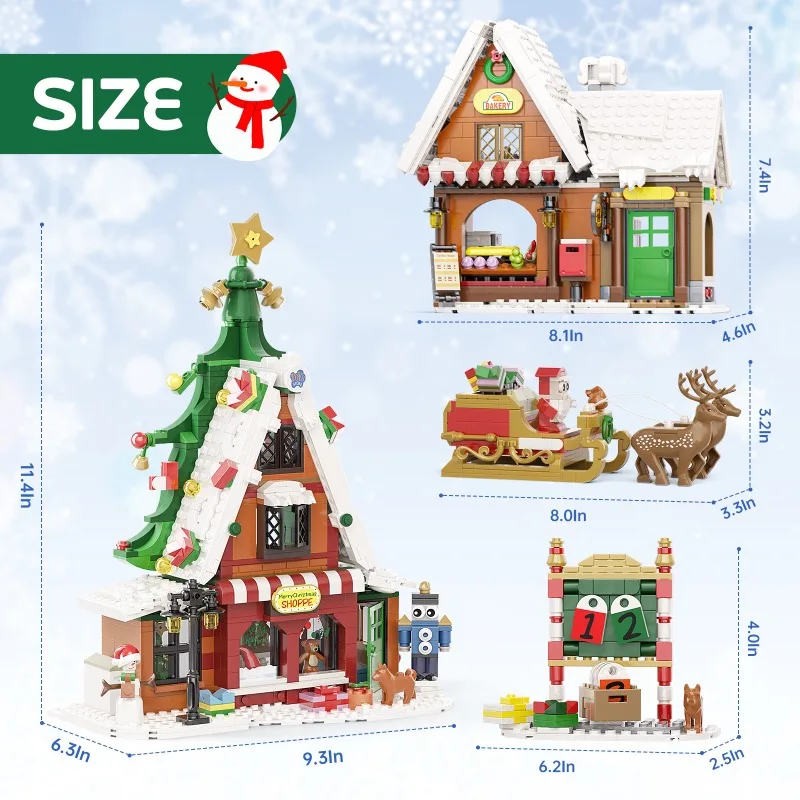 1418PCS MOC Christmas series building blocks assembling creative large scene Christmas house set game toy brick holiday gift