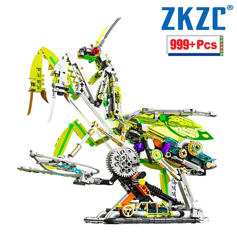 MOC Originality City Animal World Mechanical Mantis Building Block Can Move Model Brick Children DIY Toys Festival Gifts