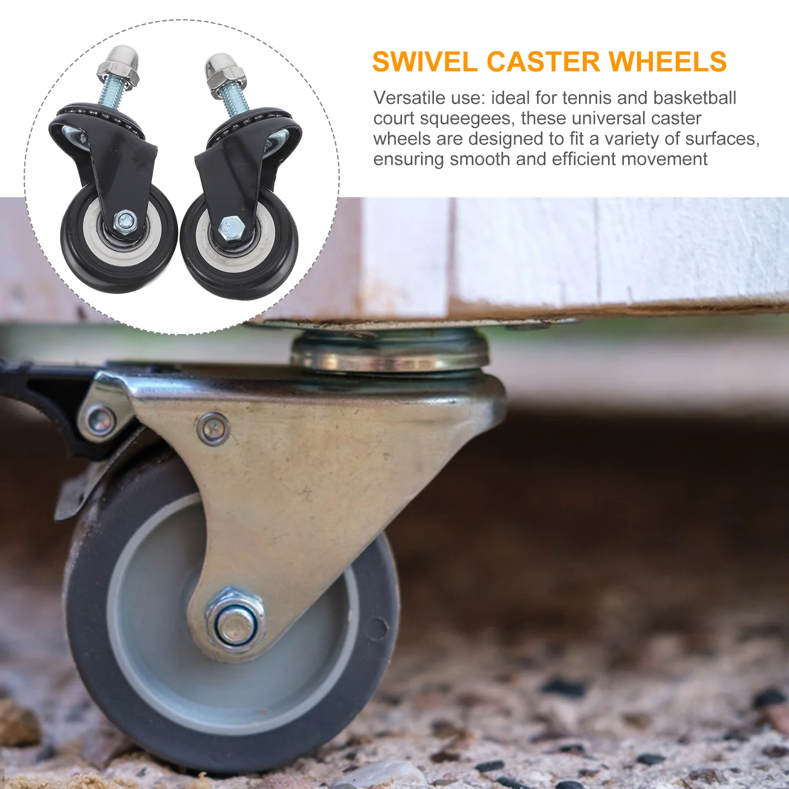 

2pcs Universal Caster Wheels Heavy Duty Replacement Parts For Tennis Basketball Court Squeegees Swivel Stem Casters Roller
