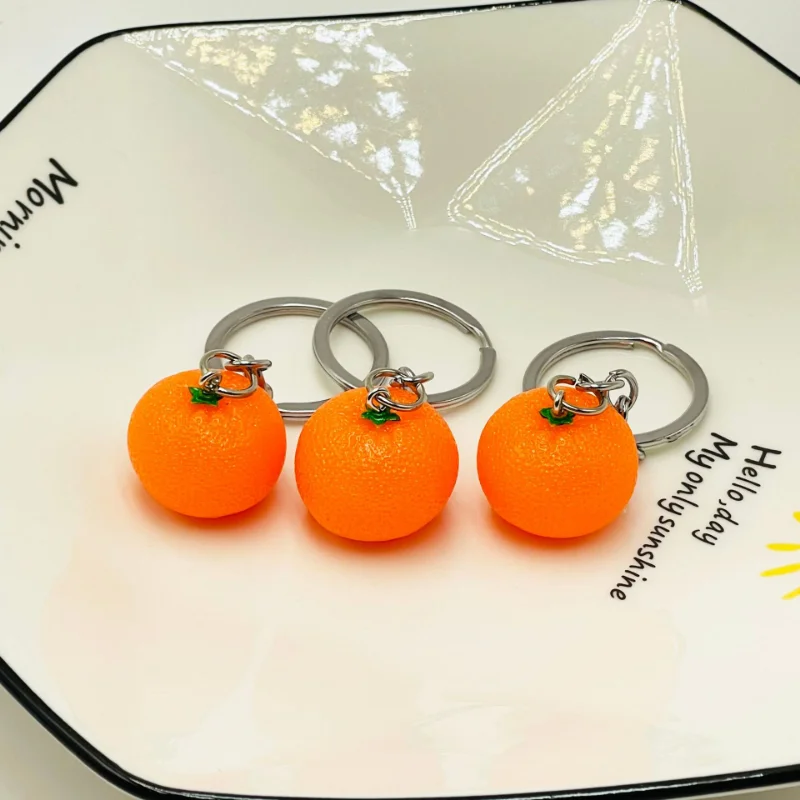 Creative Fruit Series Imitation Orange Keychains Men Car Key Resin Pendant Small Gift for Women Cute Bag Pendant Jewellery