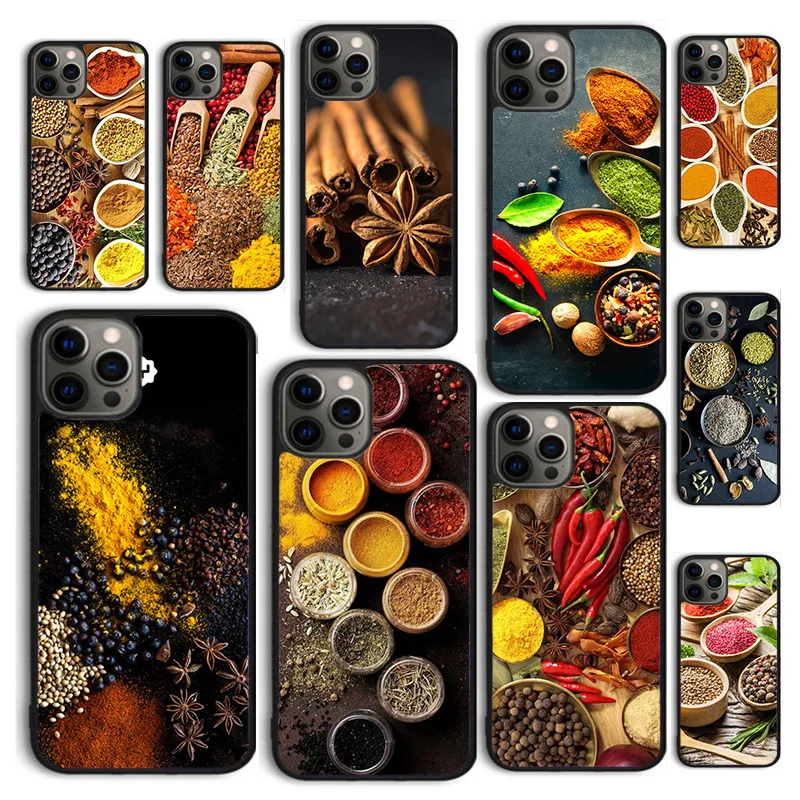 Autumu Cooking Chef Spices Seasoning Phone Case Cover for iPhone 16 15 12 mini 11 13 14 Pro Max SE 2020 Apple 6S 7 8 Plus