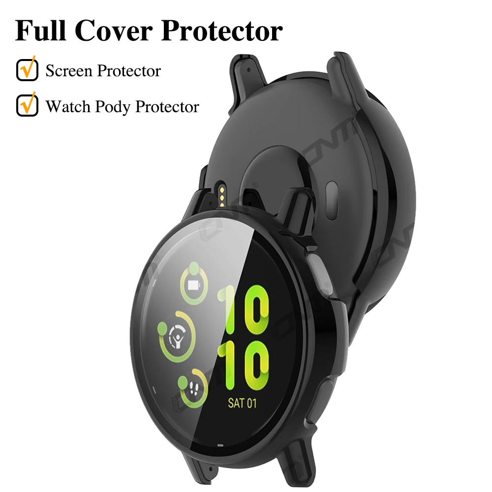 Vidro + capa para garmin vivoactive 5 protetor de tela de vidro temperado e amortecedor protetor de pc rígido garmin vivo ativo 5 acessórios