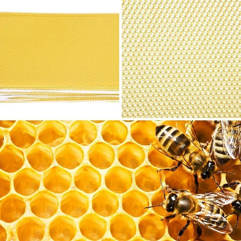 30Pcs Beeswax Sheets, Natural Wax Foundation For Bee Frames, Bee Foundation Sheets For Candle Making (16.34 X 7.68Inch)