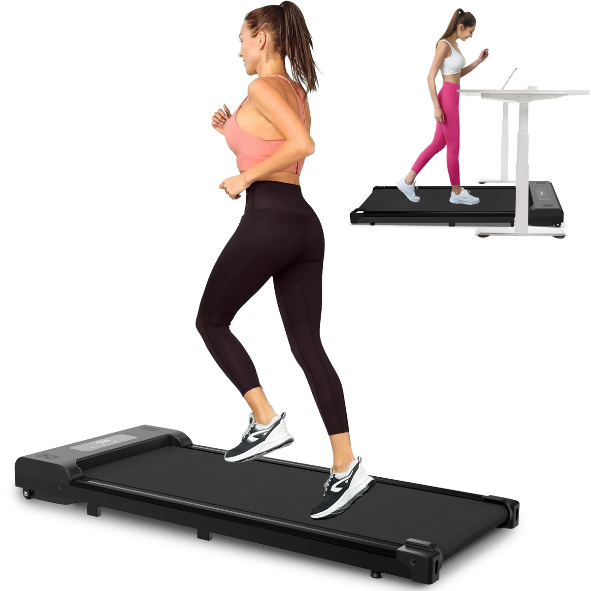 Under Desk Treadmill, Walking Pad, Portable Treadmill with Remote Control LED Display, Walking Jogging Machine for Home Office U