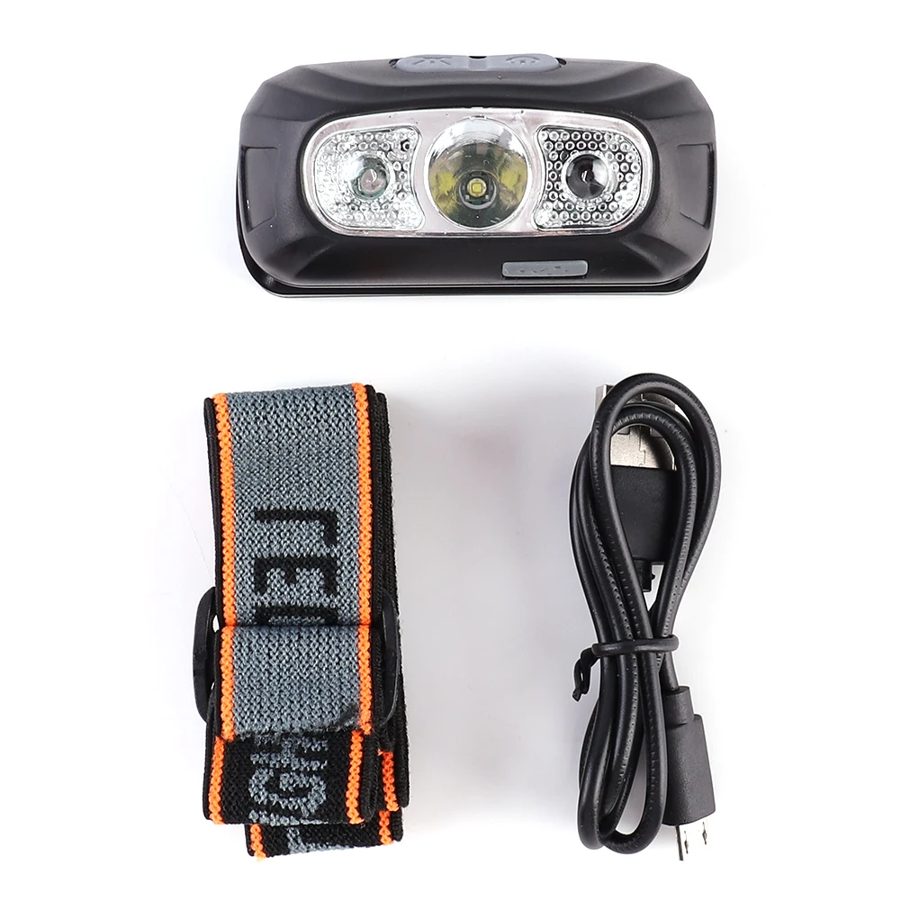 Emergency Head Flashlight Motion Sensor LED Forehead Flashlight IPX4 Waterproof 300 Lumen for Outdoor Fishing Camping Hiking