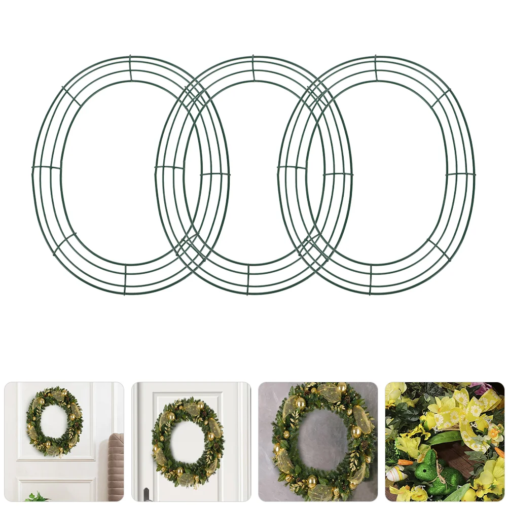 

3 Pcs Wrought Iron Easter Wreath Tinsel Garland Wreaths Making Hoop Egg Shaped Wire Frame Rack