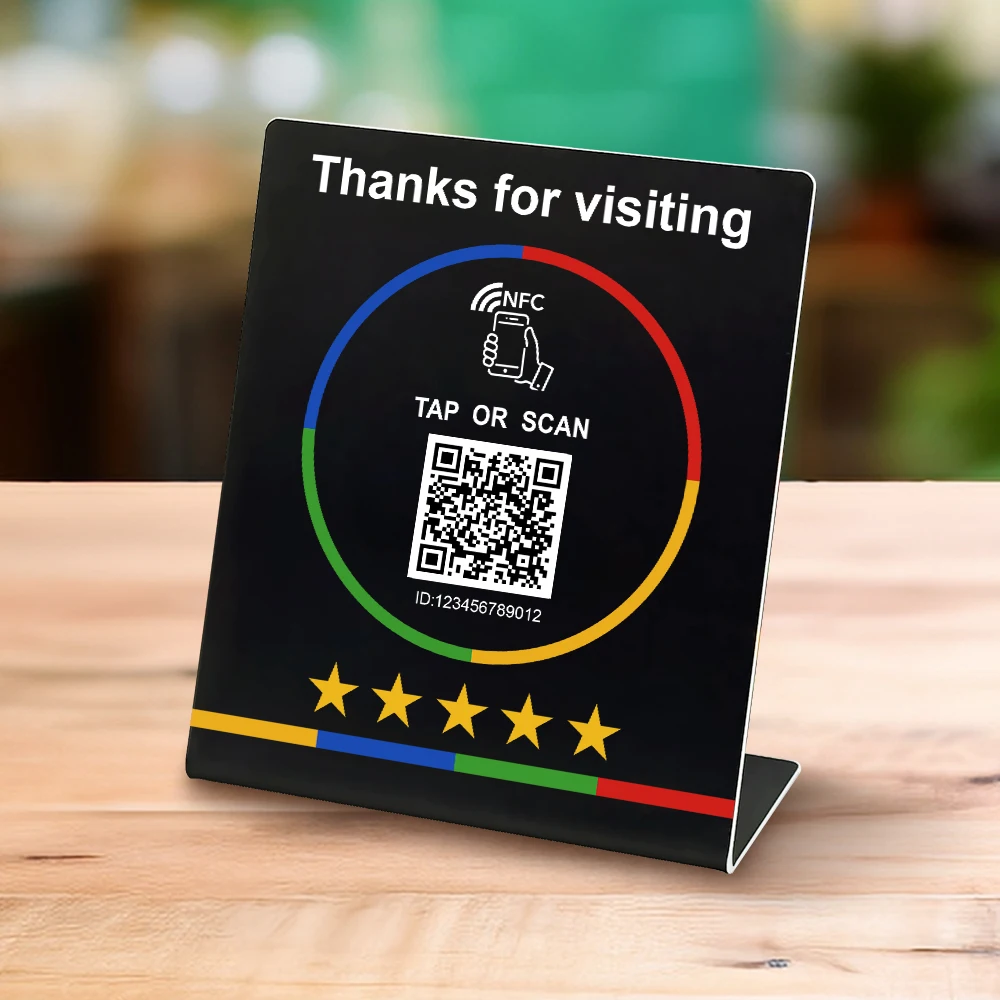 NFC Tap Review Stand Easy Setup Compatible Google Reviews Social Media Integration for Hotel restaurant QR code review nfc cards