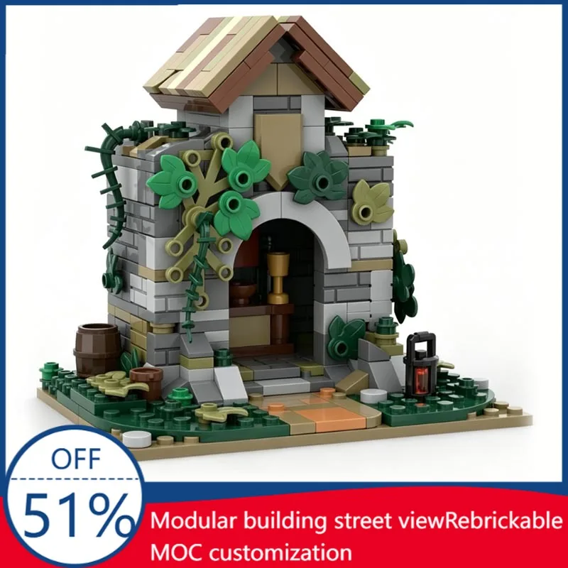 371PCS MOC Medieval Architecture Lost Temple Fantasy Building Model Custom Building Blocks Children DIY Educational Assembly Toy