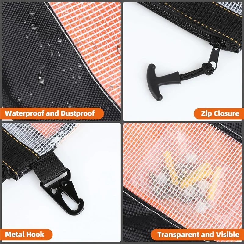 A69esmall Transparent PVC Material 4 Pcs Tool Zipper Pouch, Portable Tool Bag, Bank Bag, Waterproof And Antistatic