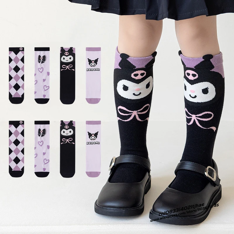 Kawaii Sanrio Kuromi Socks Anime Hello Kitty Spring Summer Sweet In The Tube Cartoon Socks Cute Girls Cotton Home Warm Sock