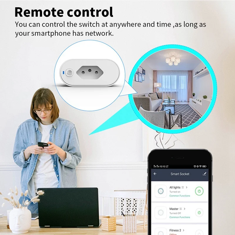 Tuya Wifi Socket Adaptador De Soquete Inteligente 16A Suporte Smart Life App Control Alexa Google Home Controle Vioce