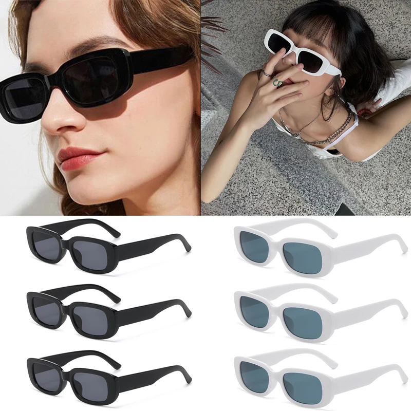 2pcs/set Rectangle Frame Sunglasses For Women Men Candy Color Y2K Fashion Sun Glasses Vintage Outdoor Eyewear UV400
