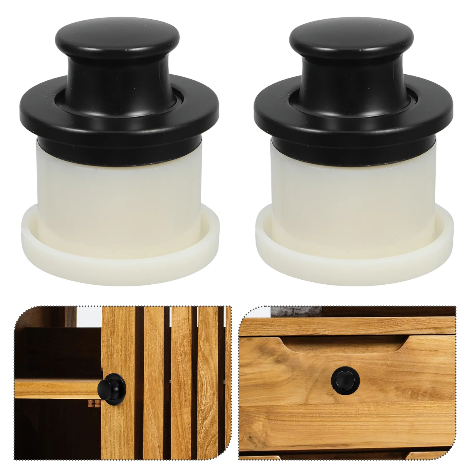 

2 Pcs Tatami Hand Cabinet Pull Handle Black Door Knob Bounce Hidden Drawer for Wardrobe Bouncing