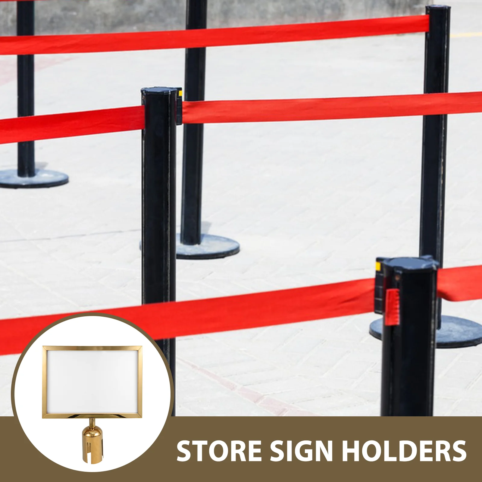 Railing Inserts Frame Signs Holder with Cover Crowd Control Stanchion Poster Display Landscape Banner Stand