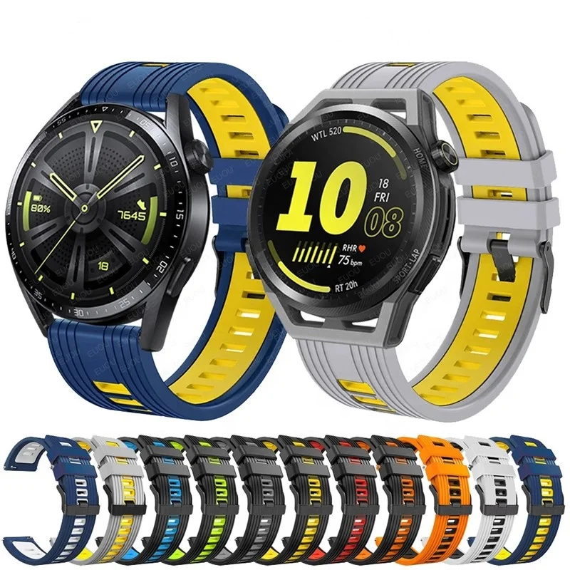 

Quick Release Dual Color Silicone Sport For Huawei Watch GT Runner GT3 46mm Wrist Bands Straps