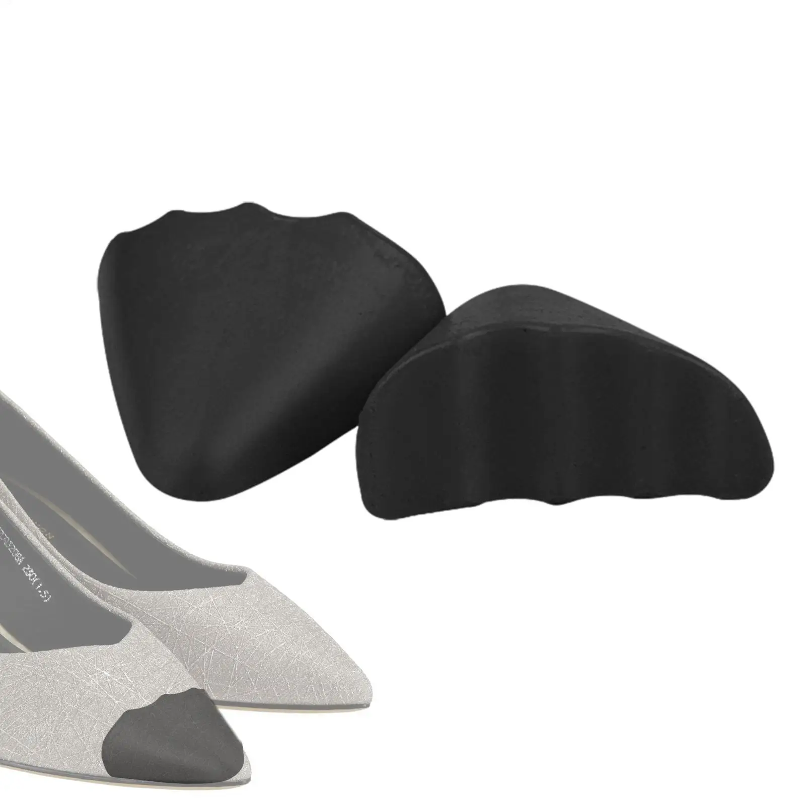 Black Toe Plug Soft Sponge Half Insoles Reusable Toe Filler Inserts For Shoes Adjustable Too  Foot Brace Pads Shoe Inserts