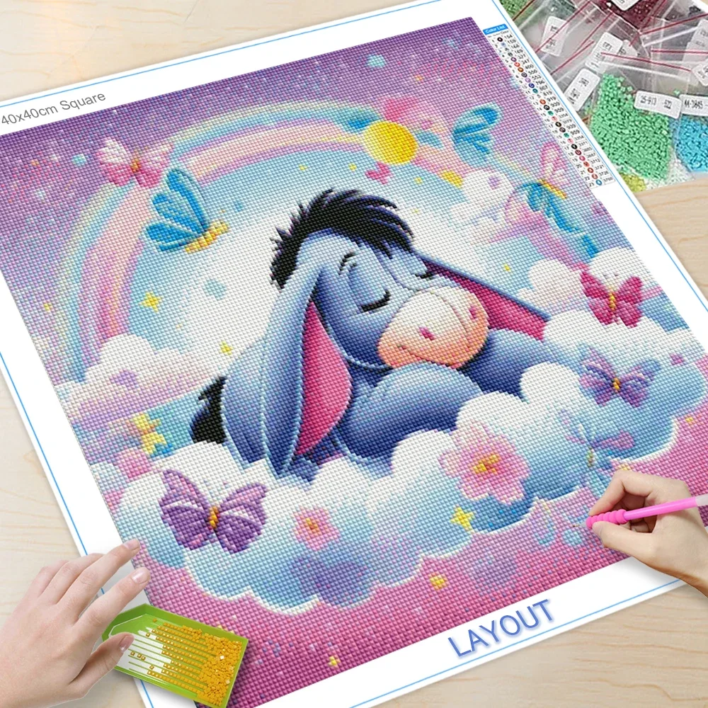 Eeyore Diamond Painting Disney Cartoon Picture Full Square Diamond Embroidery 5D DIY Mosaic Inlay Set Children's Hobby Gifts