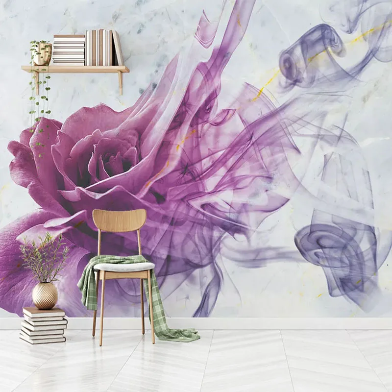 Custom Mural Wallpaper Modern Abstract Watercolor Smoke Line Rose Wall Painting Living Room Bedroom Backdrop Wall Decor 3D Mural