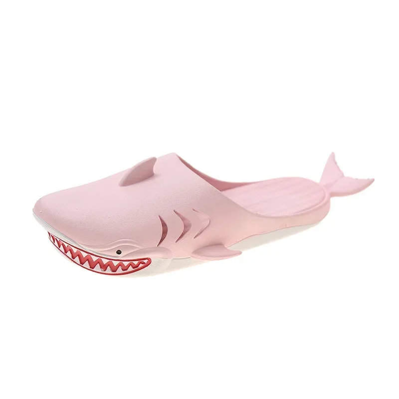 Couple Large Size Slippers Personality Cartoon Shark Beach Slippers Women Men Flat Mules Soft PVC Outdoor Leisure Slides Shoes