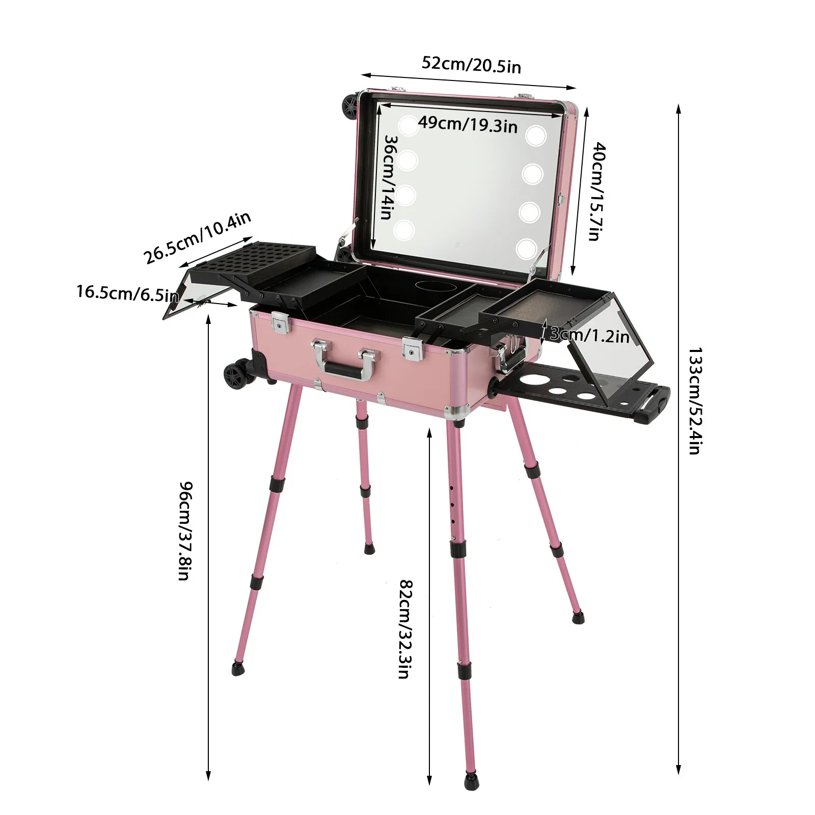 

Профессиональный косметический дорожный органайзер на колесиках для макияжа