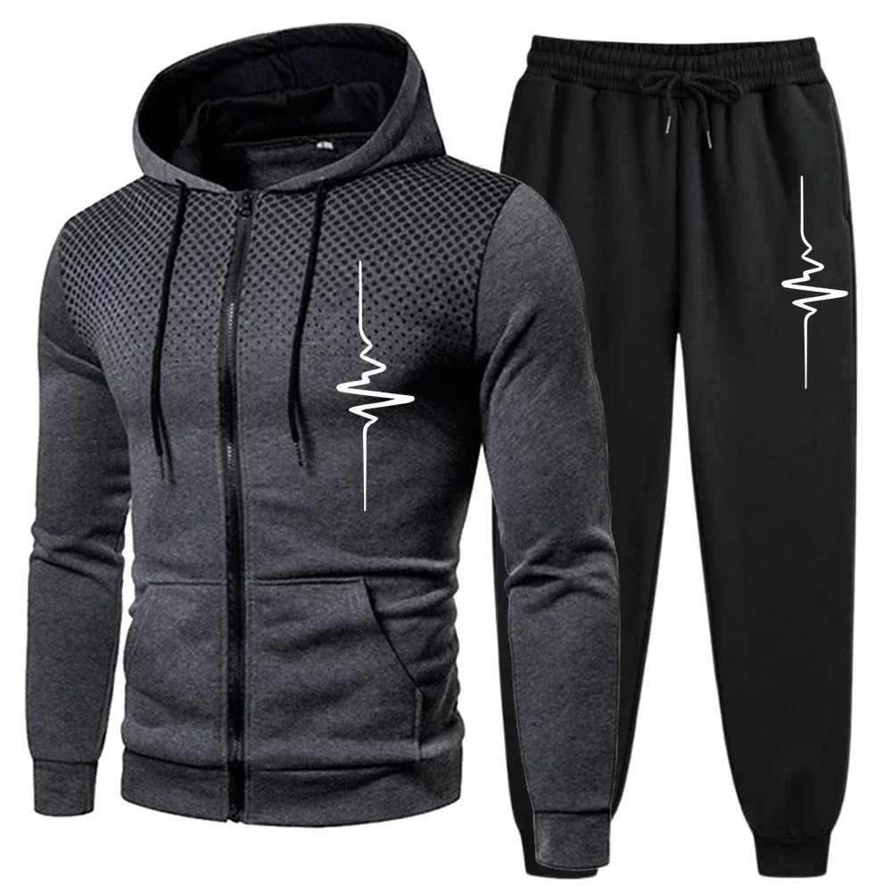 

Men's Tracksuit Suit Hooded Casual Hot Sale Zipper Sweatshirt Daily Sweatpants Comfort Outdoor Jogging Sports Men Two Piece Sets