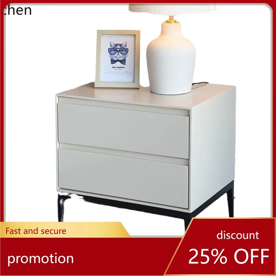 YFY Minimalist Bedside Table Bedroom Storage Cabinet Light Luxury Storage Lacquer Bedside Cabinet