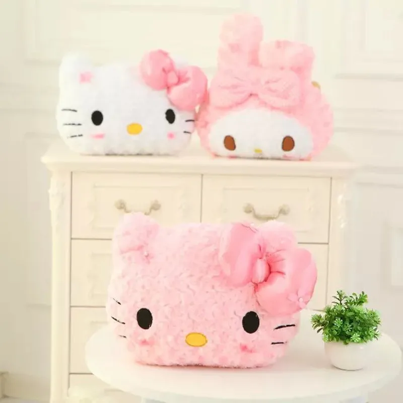 2022 Sanrio My Melody Hello Kitty Cartoon Plush Cherry Blossom Rose Velvet Pillow Animation Surrounding Blanket Gifts for Girls