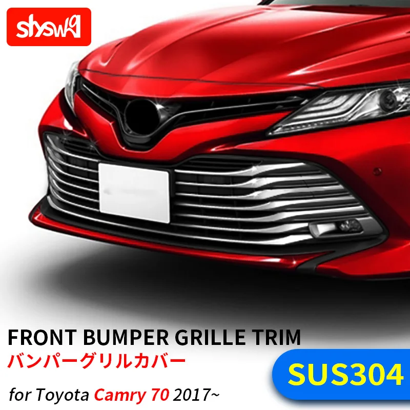 

Fit For TOYOTA 2017 CAMRY 70 FRONT BUMPER GRILLE TRIM GRILL COVER SUS304 Stainless Steel Exterior Accessories 12Pcs