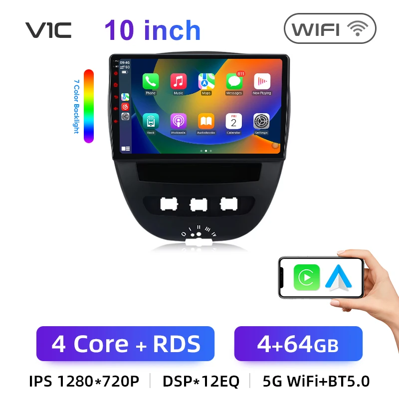Junsun Draadloze CarPlay voor Apple Auto Radio Stereo voor Peugeot 107 Toyota Aygo Citroen 2005-2014 GPS TouchScreen multimedia
