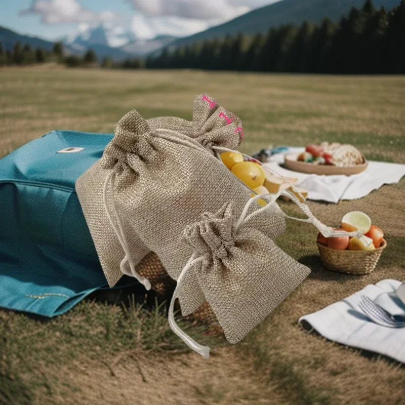 

25pcs Drawstring Pouches Reusable Jute Bags Burlap Gift Sachet Packaging Storage Sack Hessian Linen Birthday Party Displays