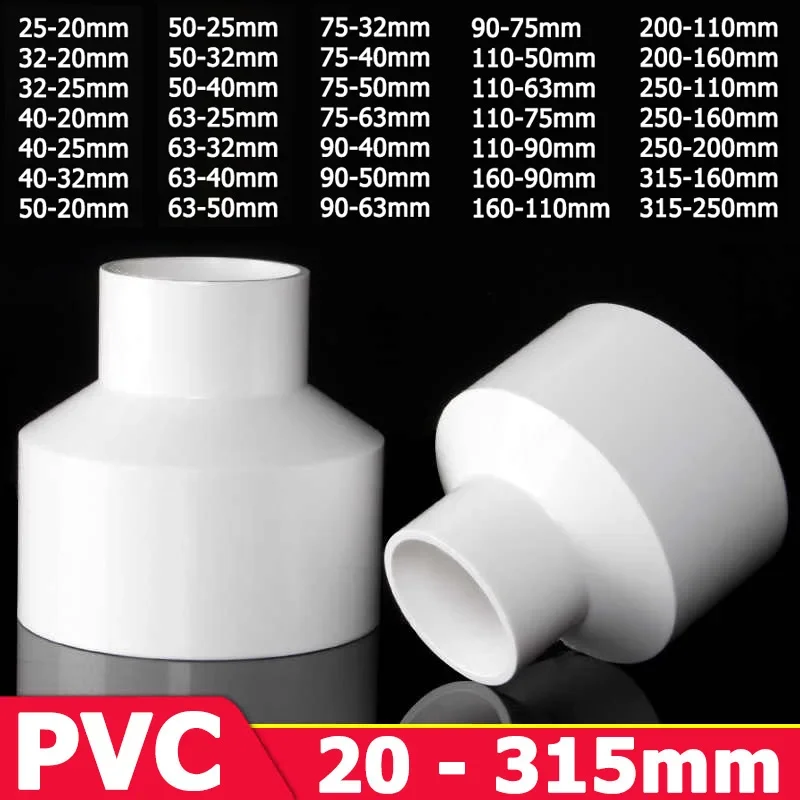 

1-10pcs 20/25/32/40~315mm White PVC Straight Reducing Connector Water Pipe Fitting Garden Irrigation Water Tube Aquarium Adapter