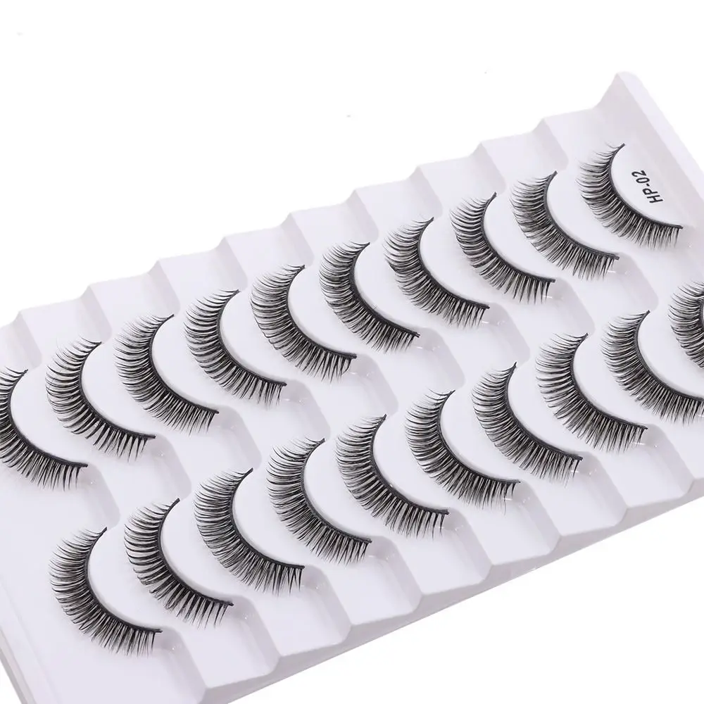 10 Pairs New Natural Long False Eyelashes Black Stem Fluffy 3D Mink Eyelashes Soft Cross Fake Lashes Eyelash Extension