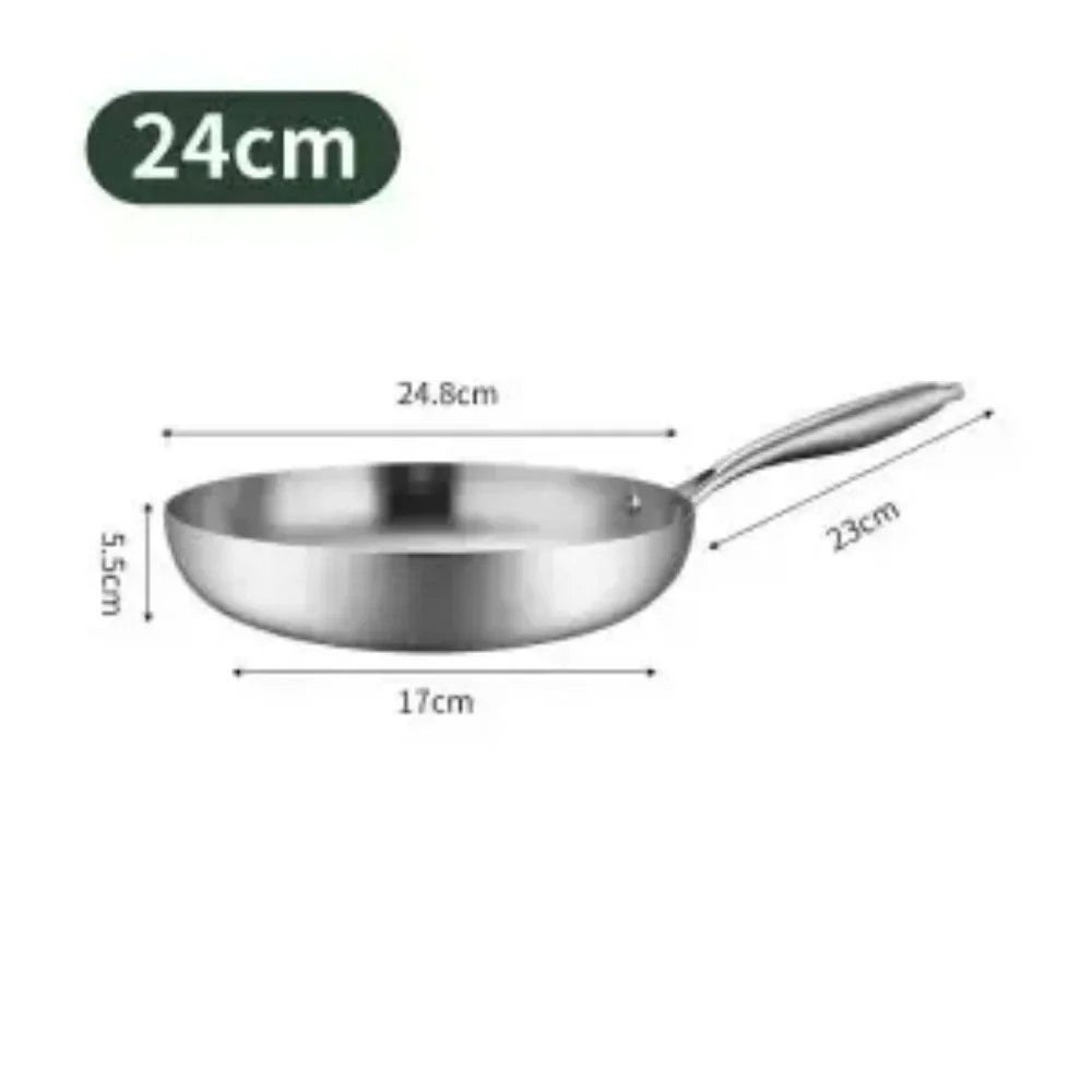 304 Stainless Steel Frying Pan Wok Steak Gas Stove Pot Electromagnetic Furnace General Saucepan Nonstick Pan Cooking Fried Pan