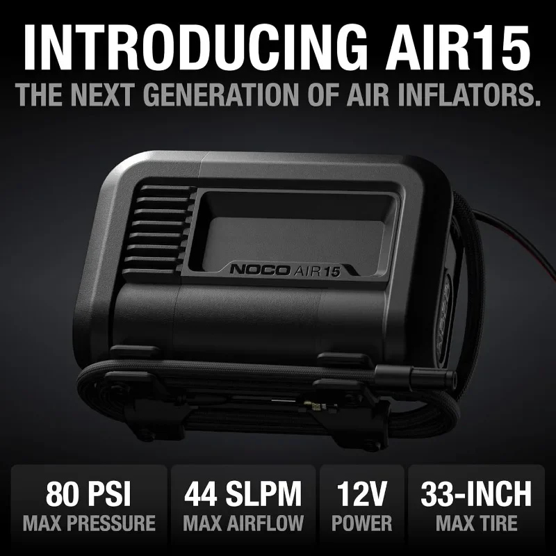 NOCO AIR15 UltraFast 15A Tire Inflator, 12V Portable Air Compressor Pump, Rated at 80 PSI, Inflates Tires from 0-40 PSI