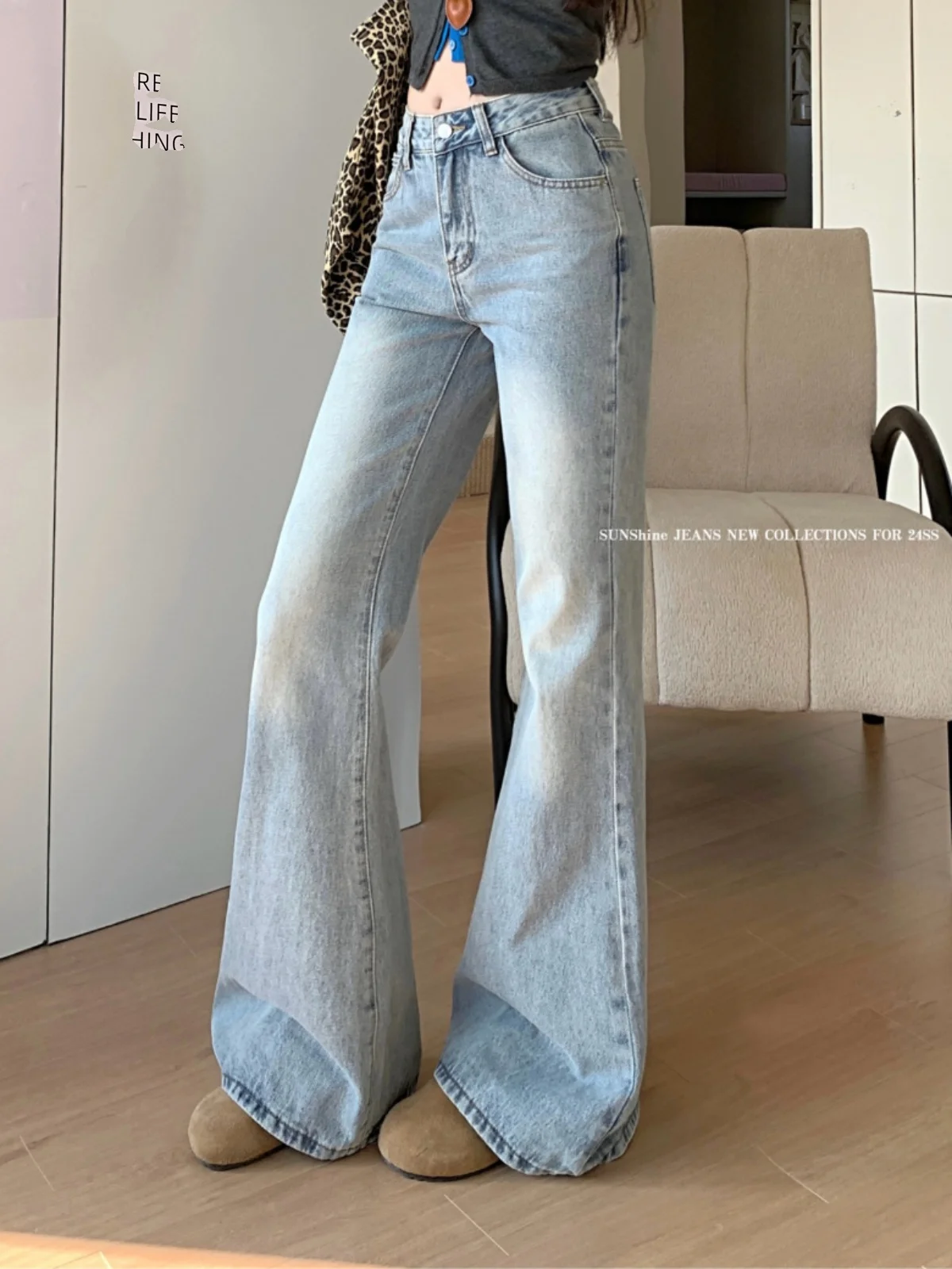 

Широкие джинсы для женщин, брюки Palazzo с драпировкой на ногах, женские джинсовые модные элегантные шикарные модные современные уличные брюки