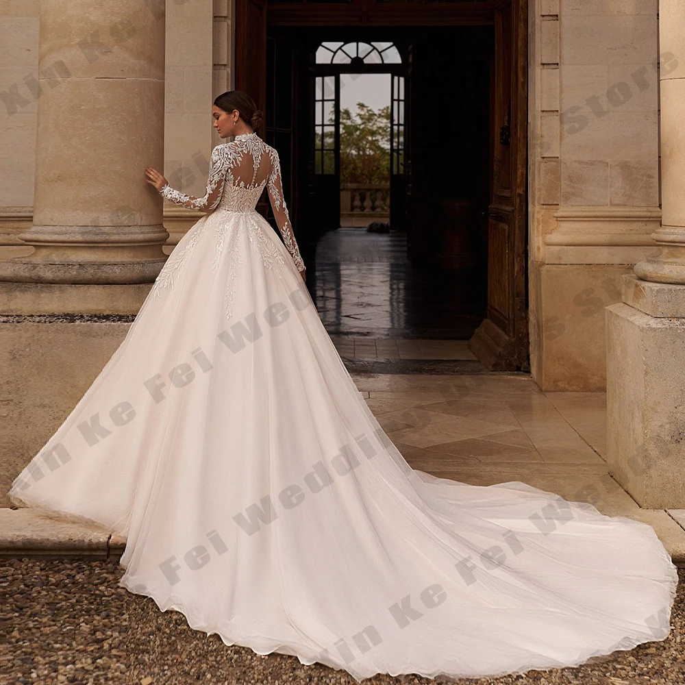 فساتين زفاف نسائية رائعة على شكل حرف a أنيقة بأكمام طويلة فساتين زفاف الأميرة حفلة رسمية على الشاطئ سلبيزانيه مخصصة