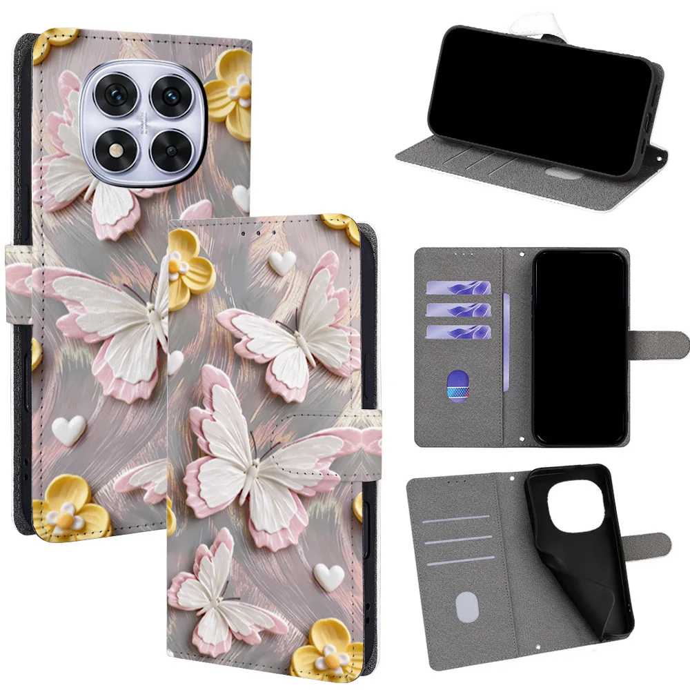 

Красочный раскладной чехол-бабочка для телефона Redmi K50 K60 K70 Ultra K40s K80 K90 Pro Max/Turbo3 4 Pro со встроенным слотом для карт-кошелька